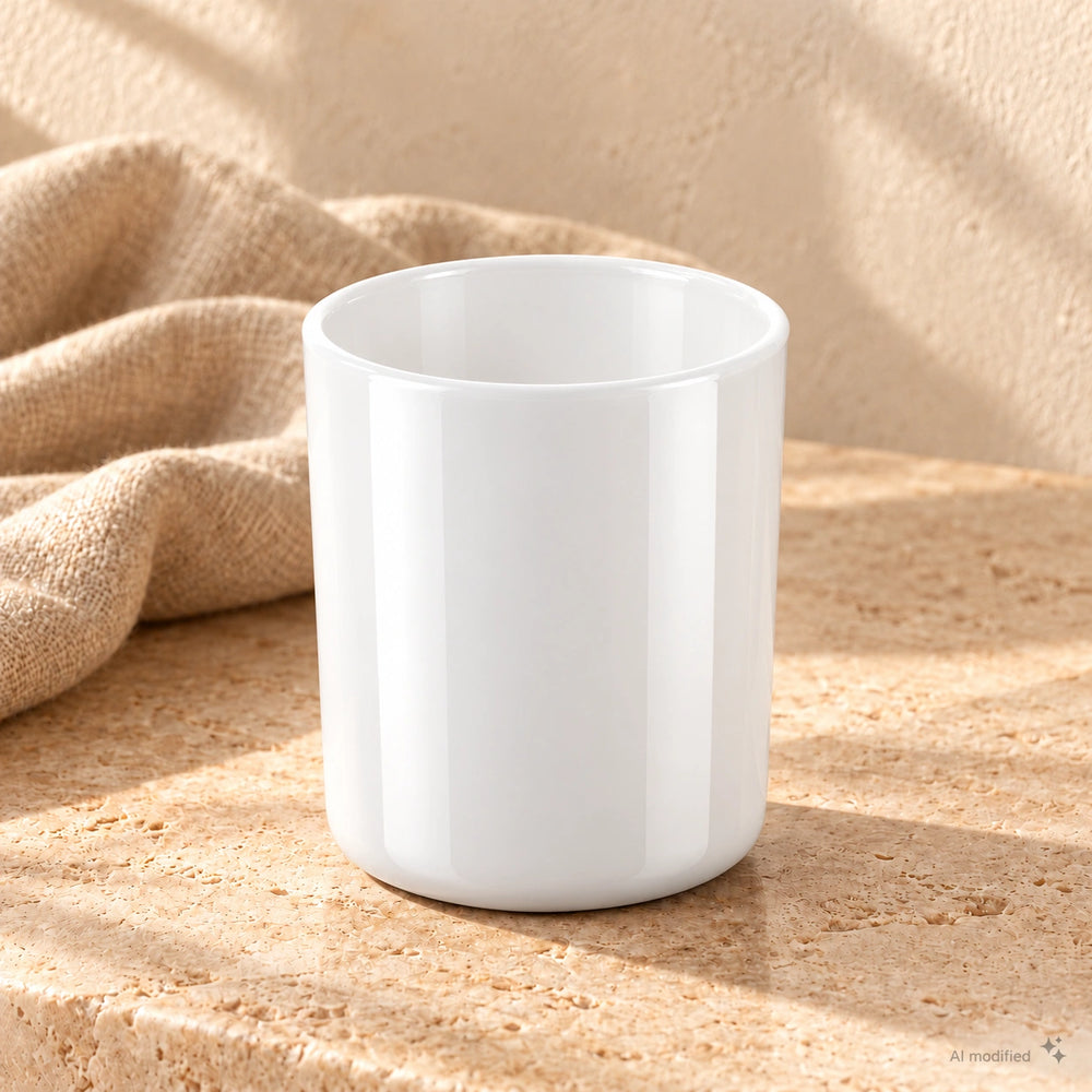 Pojemnik szklany do zalewu świec BASIC 70053 230 ml-biały połysk-1 szt