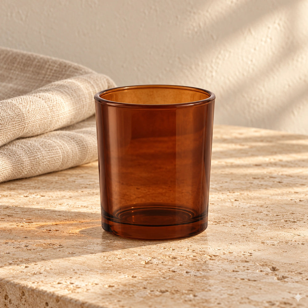 Pojemnik szklany do zalewu świec BASIC brązowy transparent 230 ml- 1 szt.