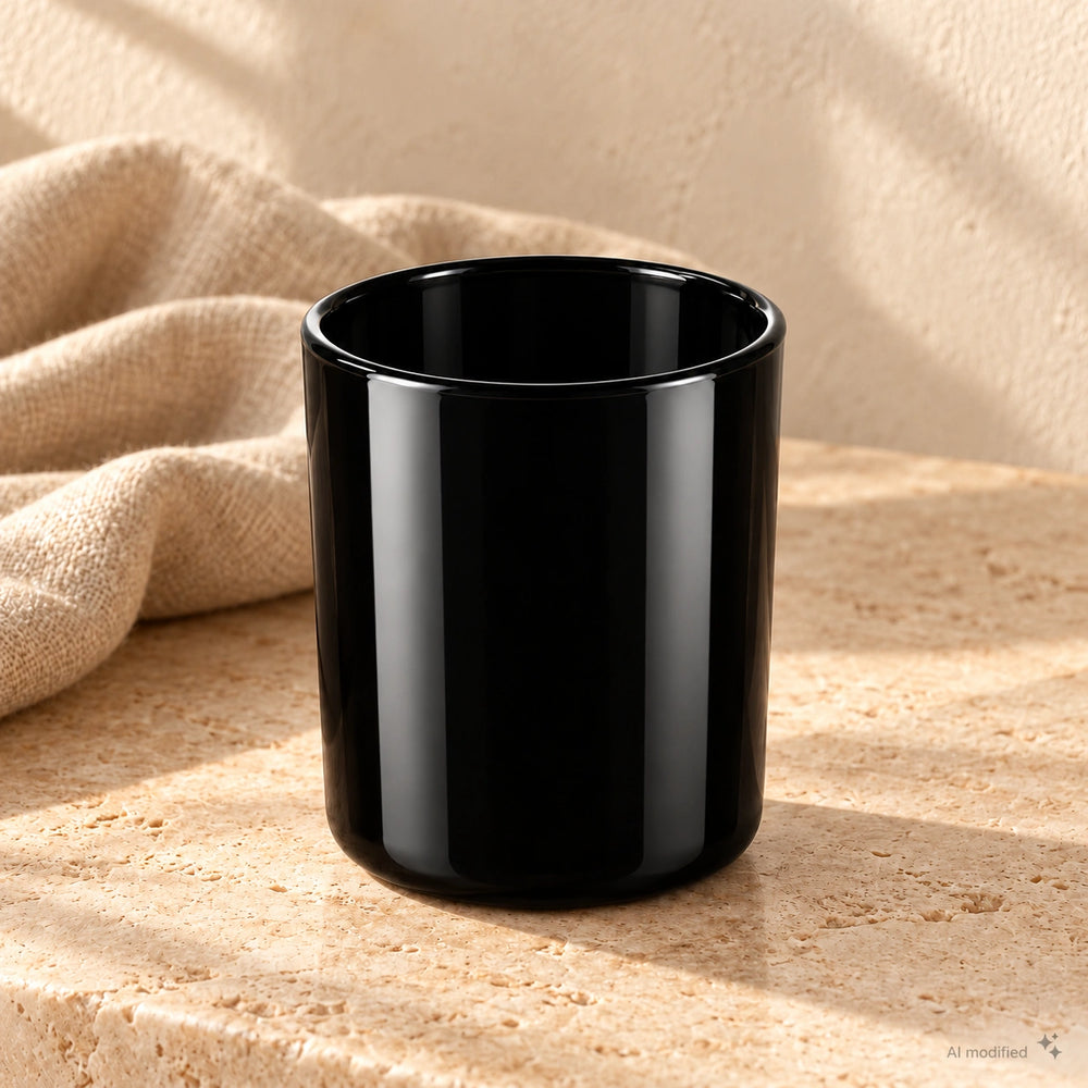Pojemnik szklany do zalewu świec BASIC 70053 230 ml czarny połysk-1 szt.