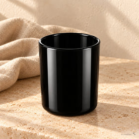 Glass candle container 70053, black glossy, 230 ml, set of 100 pcs