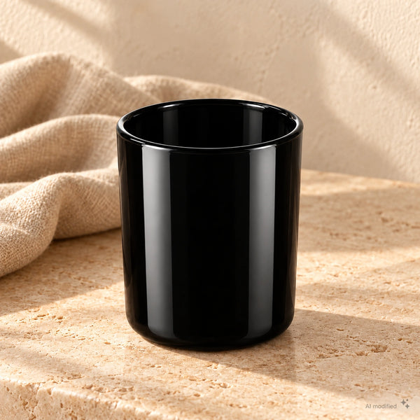 Pojemnik szklany do zalewu świec BASIC 70053 230 ml czarny połysk-1 szt.