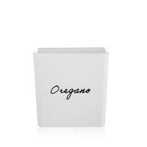 Doniczka szklana osłonka kwadratowa biała na zioła Oregano 12 cm