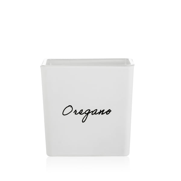 Doniczka szklana osłonka kwadratowa biała na zioła Oregano 12 cm