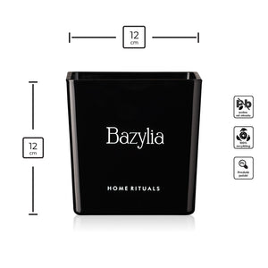 Doniczka osłonka czarna z białym napisem Bazylia 12cm