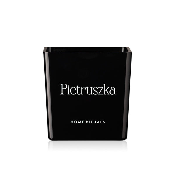 Doniczka osłonka czarna z białym napisem Pietruszka 12cm