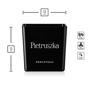 Doniczka osłonka czarna z białym napisem Pietruszka 12cm