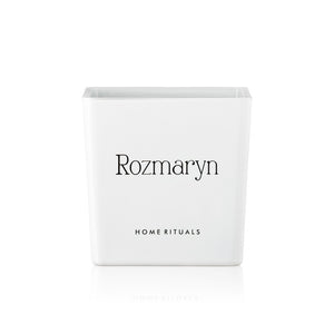 Doniczka osłonka biała z czarnym napisem Rozmaryn 12cm