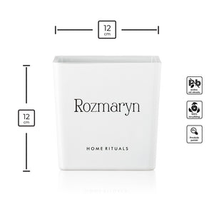 Doniczka osłonka biała z czarnym napisem Rozmaryn 12cm