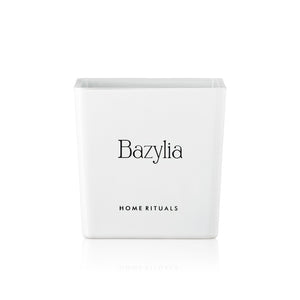 Doniczka osłonka biała z czarnym napisem Bazylia 12cm
