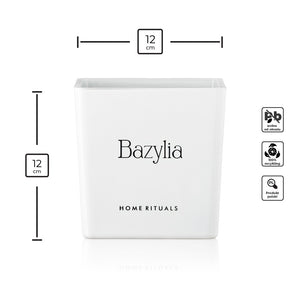 Doniczka osłonka biała z czarnym napisem Bazylia 12cm