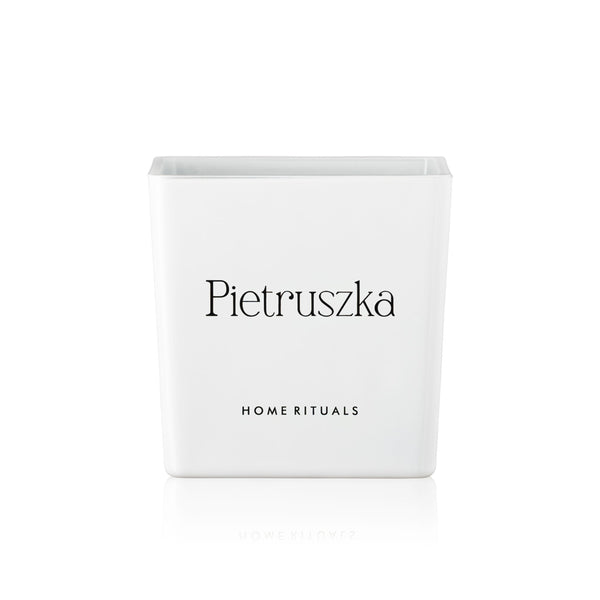 Doniczka osłonka biała z czarnym napisem Pietruszka 12cm