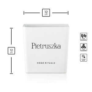 Doniczka osłonka biała z czarnym napisem Pietruszka 12cm