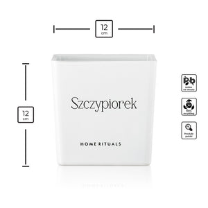 Doniczka osłonka biała z czarnym napisem Szczypiorek 12cm