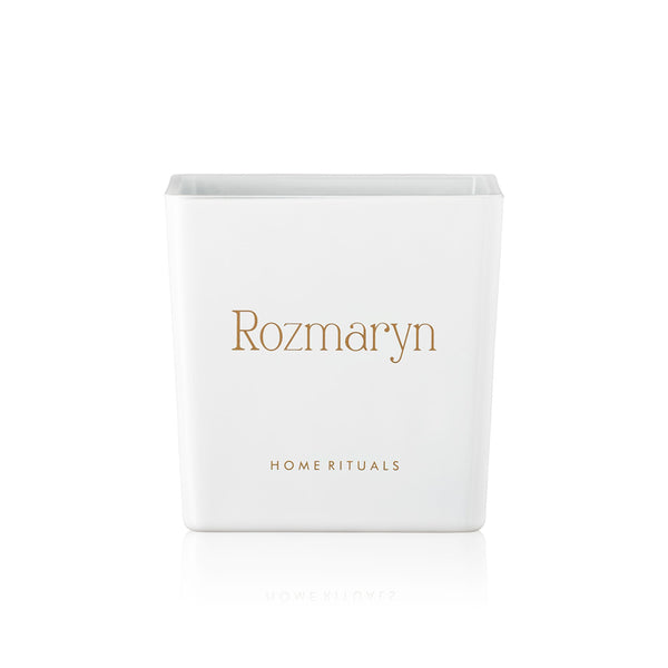 Doniczka osłonka biała ze złotym napisem Rozmaryn 12cm
