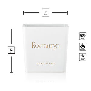 Doniczka osłonka biała ze złotym napisem Rozmaryn 12cm