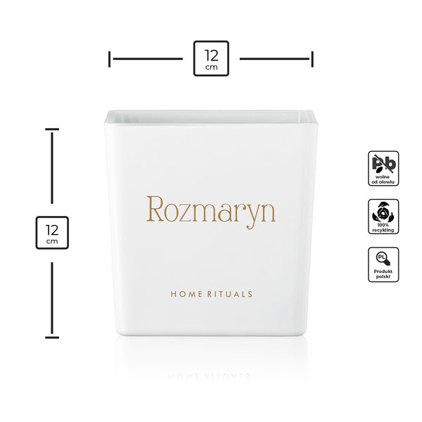 Doniczka osłonka biała ze złotym napisem Rozmaryn 12cm