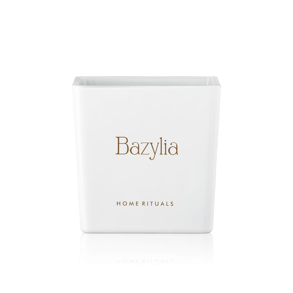 Doniczka osłonka biała ze złotym napisem Bazylia 12cm