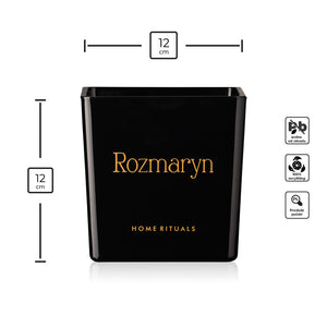 Doniczka osłonka czarna ze złotym napisem Rozmaryn 12cm