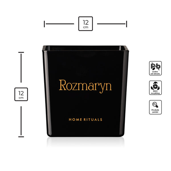 Doniczka osłonka czarna ze złotym napisem Rozmaryn 12cm