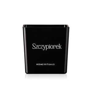 Doniczka osłonka czarna z białym napisem Szczypiorek 12cm