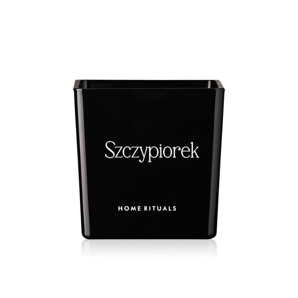 Doniczka osłonka czarna z białym napisem Szczypiorek 12cm