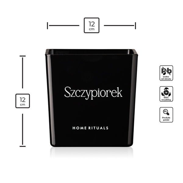 Doniczka osłonka czarna z białym napisem Szczypiorek 12cm