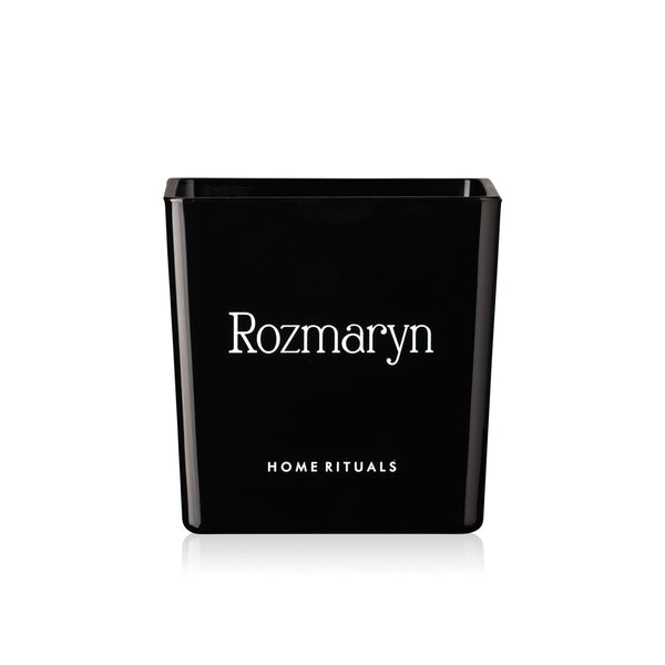 Doniczka osłonka czarna z białym napisem Rozmaryn 12cm