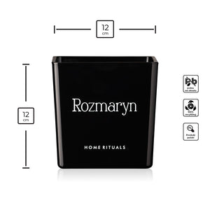 Doniczka osłonka czarna z białym napisem Rozmaryn 12cm