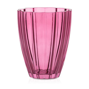 Wazon szklany o falowanej formie różowy transparent 17 cm