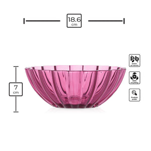 Miska szklana o falowanej formie różowy transparent 7 cm 960 ml