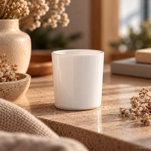 Pojemnik szklany pod zalew świec BASIC 70440 90 ml biały połysk 1 szt.
