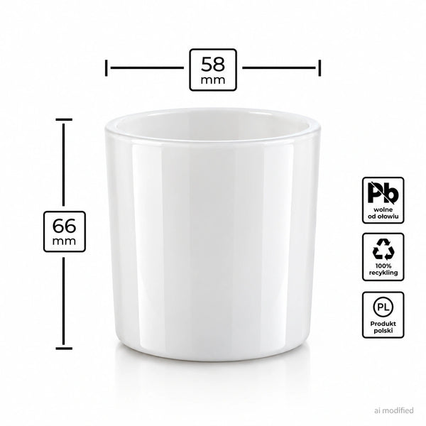 Pojemnik szklany pod zalew świec BASIC 70440 90 ml biały połysk 1 szt.