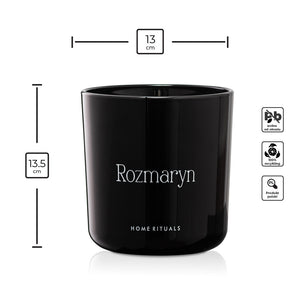Doniczka osłonka czarna z białym napisem Rozmaryn 13cm