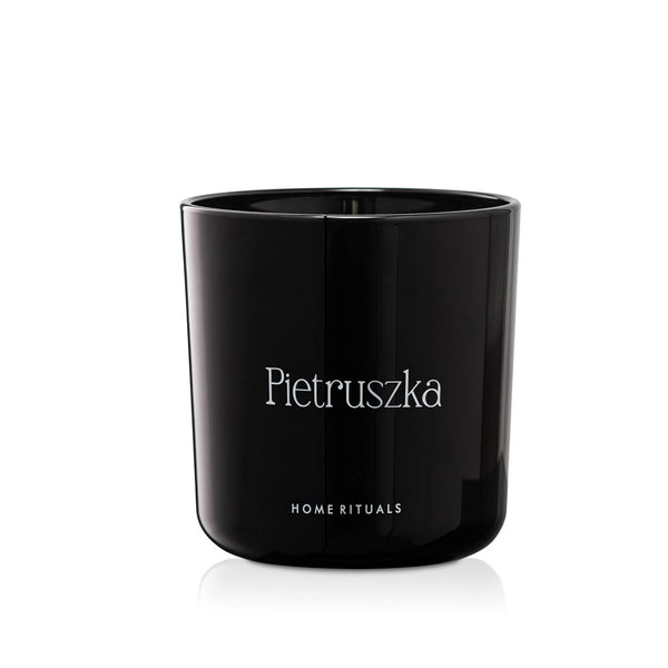 Doniczka osłonka czarna z białym napisem Pietruszka 13cm
