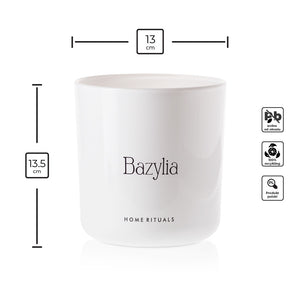 Doniczka osłonka biała z czarnym napisem Bazylia 13cm