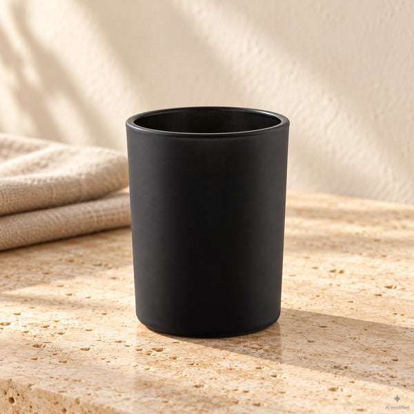 Pojemnik szklany do zalewu świec BASIC 280 ml czarny matowy- 1 szt. 70848