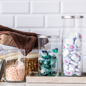 Pojemniki szklane pure home na kapsułki do prania i do zmywarki