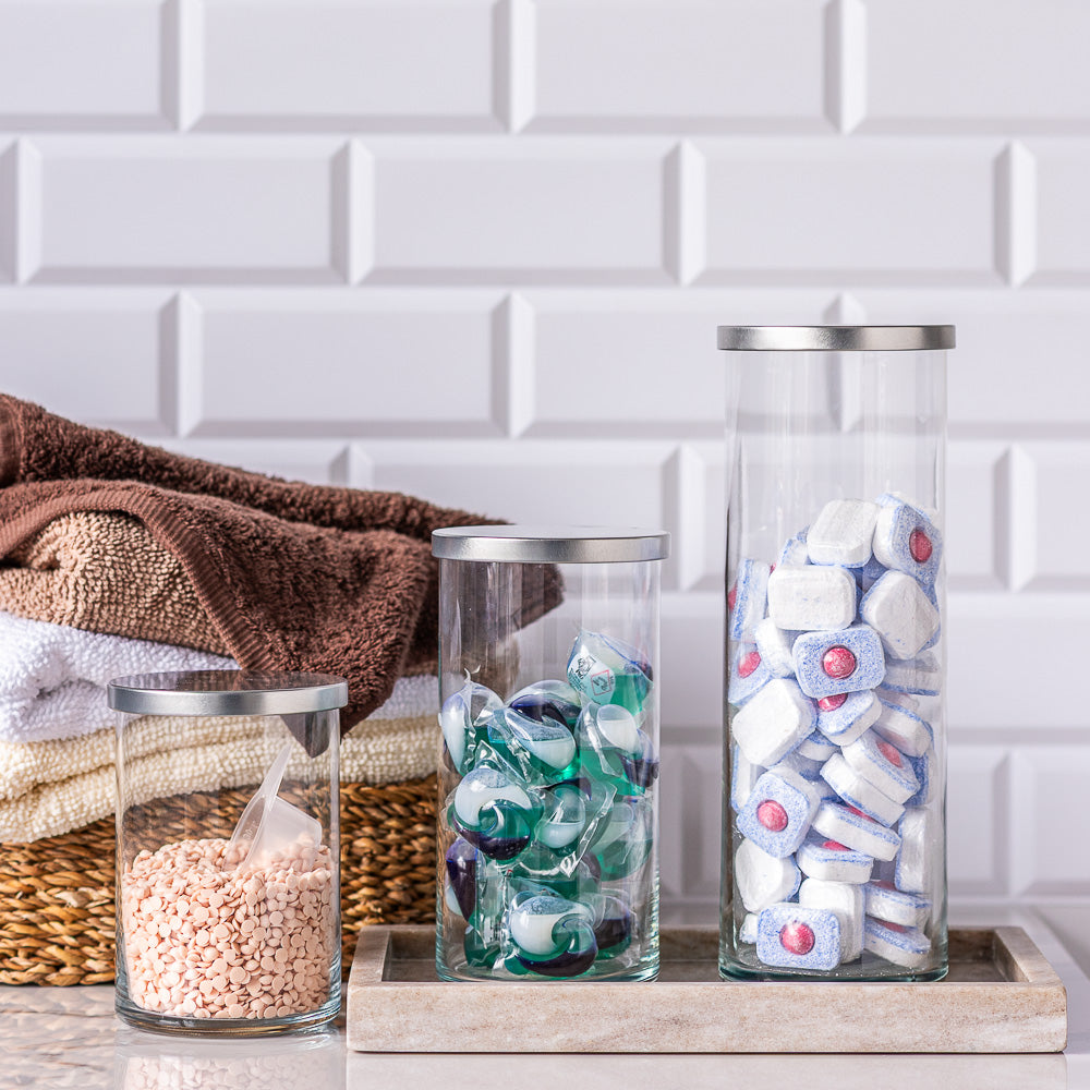 Pojemnik szklany do przechowywania PURE HOME z pokrywką metalową 15 cm