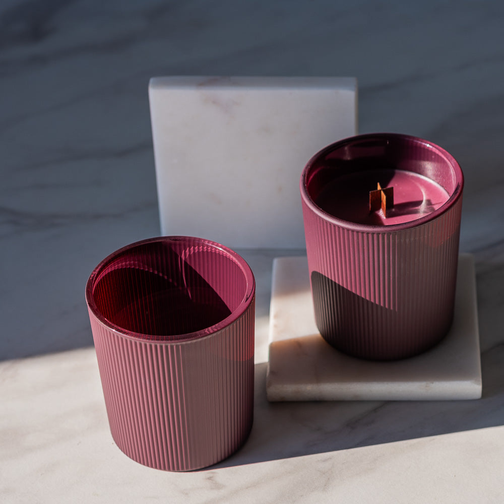 Pojemnik szklany pod zalew świec DUAL TONE bordo 70050 kpl 6 szt.