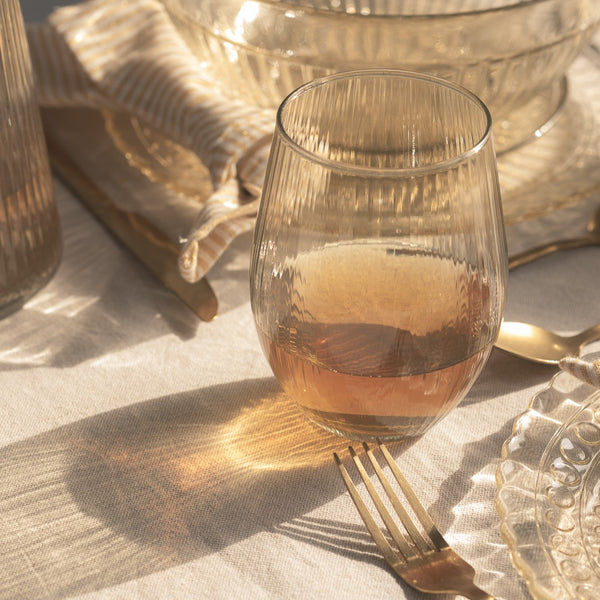 Szklanka ryflowana ozdobna BEIGE transparent 500 ml kpl. 4 szt.