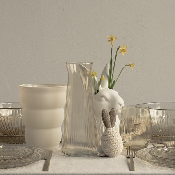 Karafka ryflowana szklana BEIGE transparent ozdobna na napoje 1l