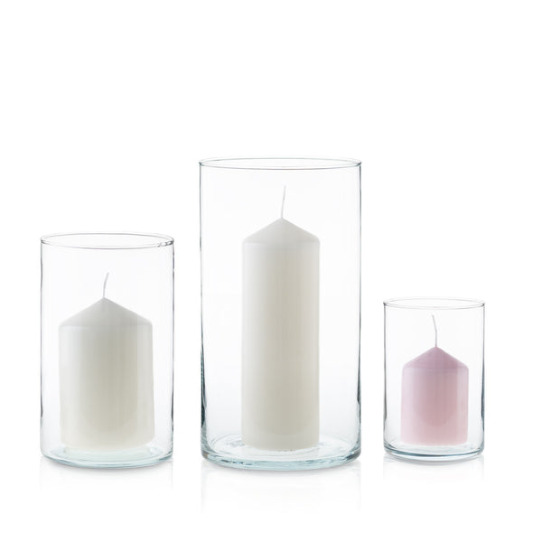 Wazon szklany cylinder przezroczysty zestaw 3 szt. 30-21-15 cm