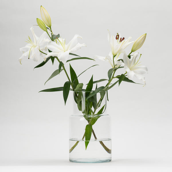 Wazon szklany transparentny Floral z liliami