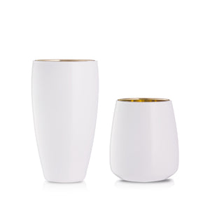 Wazon szklany biało-złoty do dekoracji zestaw 2 szt. 25 cm 17 cm