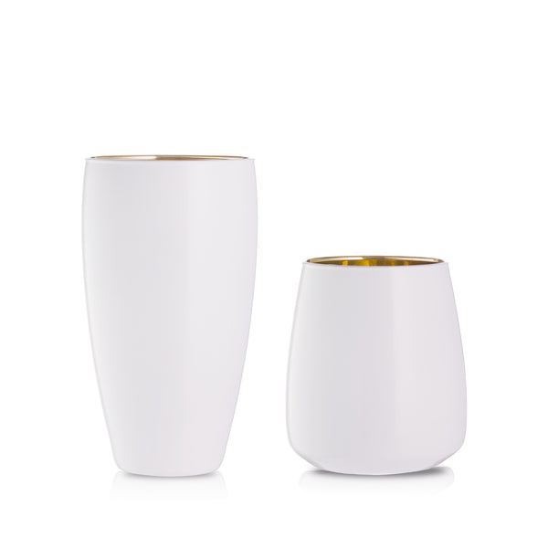Wazon szklany biało-złoty do dekoracji zestaw 2 szt. 25 cm 17 cm