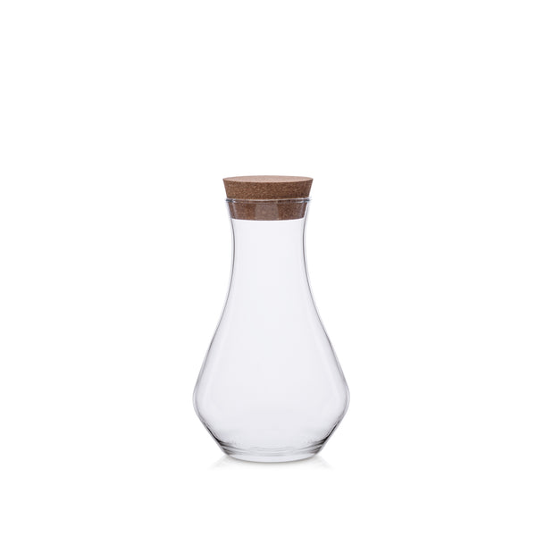 Karafka szklana 1250 ml zaokrąglona z korkiem drewnianym do wina