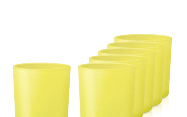 Żółty pojemnik do zalewu świec szklanka 260 ml wys. 8,5 cm kpl. 6 szt.