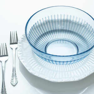 Salaterka miska szklana Glass Slipper Blue w prążki poj. 2280 ml szer. 21,5 cm zestaw 2 szt.