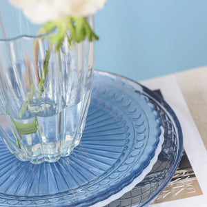 wazon szklany na talerzach glass slipper blue