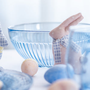 Salaterka miska szklana Glass Slipper Blue w prążki poj. 2280 ml szer. 21,5 cm zestaw 2 szt.